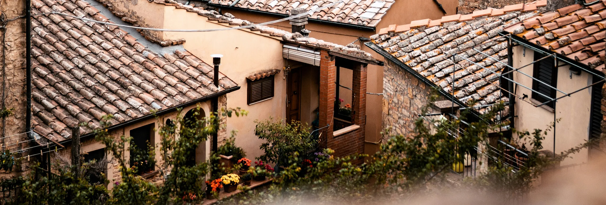 Tuscan rooftops above the valley